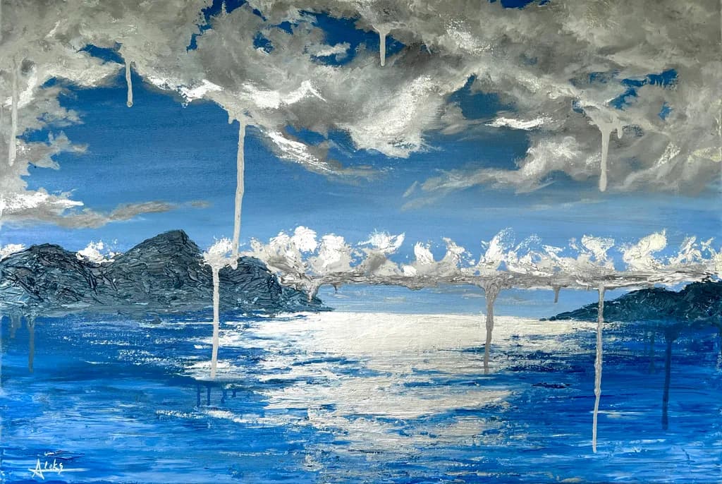 Whispers of the Ocean: An Abstract Dance of Sky and Sea