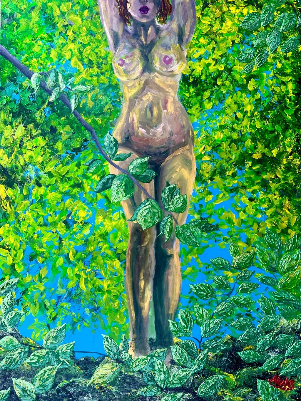 Embrace of Nature: A Celebration of Feminine Form Amidst Lush Greenery