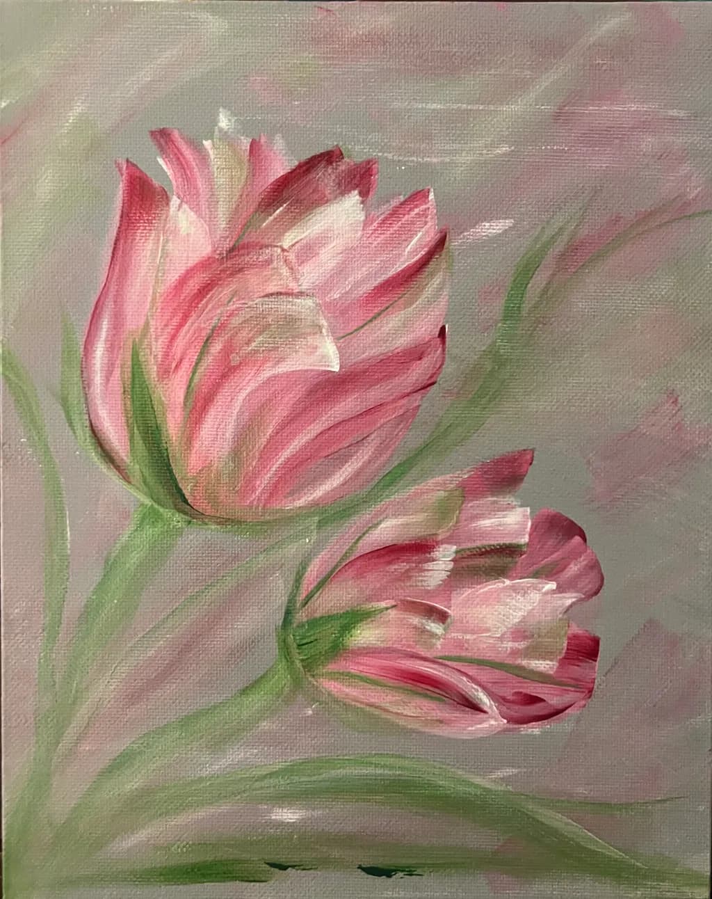 Pink Blossoms in Sage