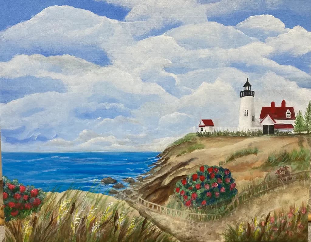 Coastal Serenity: A Lighthouse Embraced by Nature's Beauty