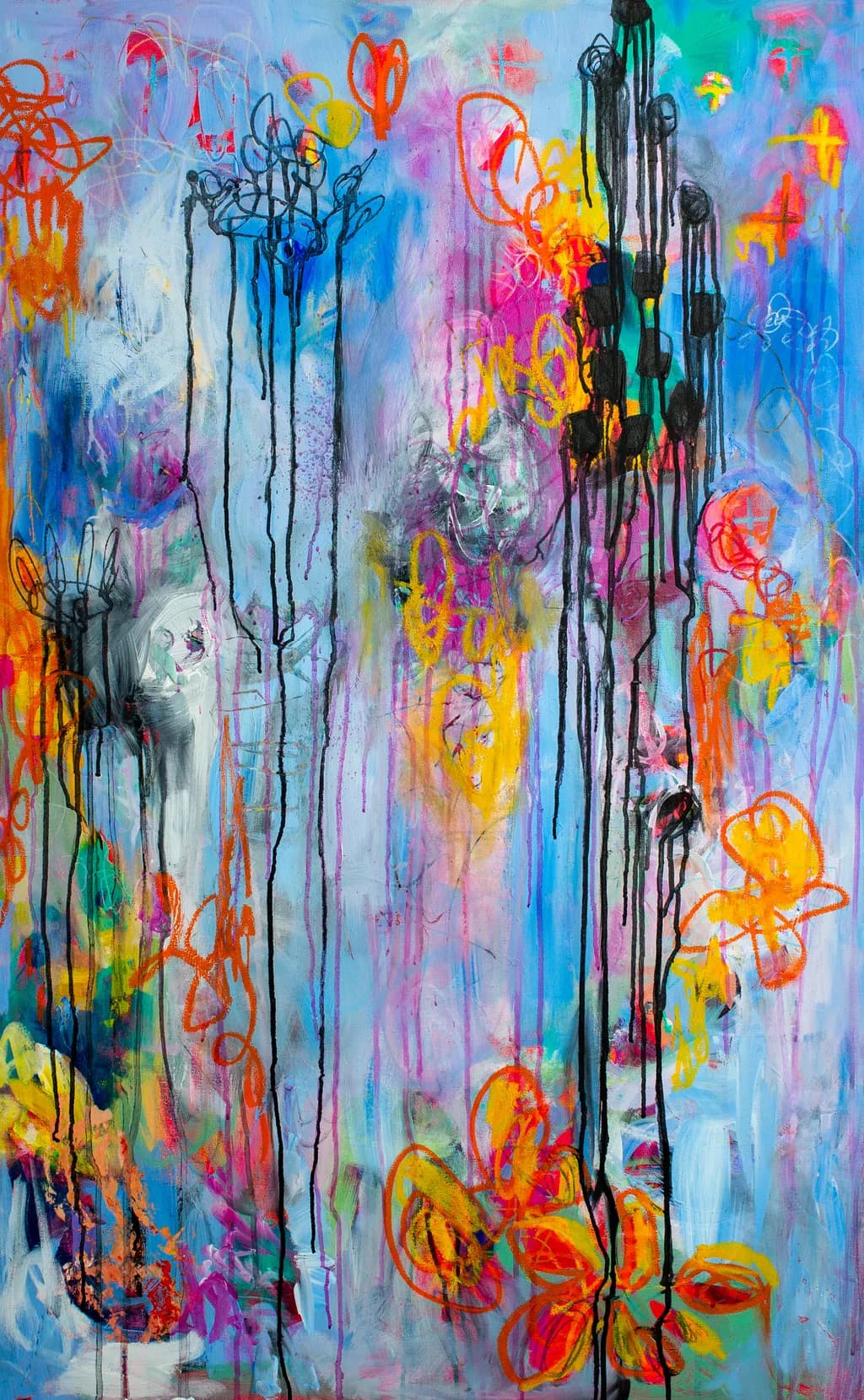 Vibrant Whispers: A Dance of Color and Emotion in Abstract Floral Expressionism