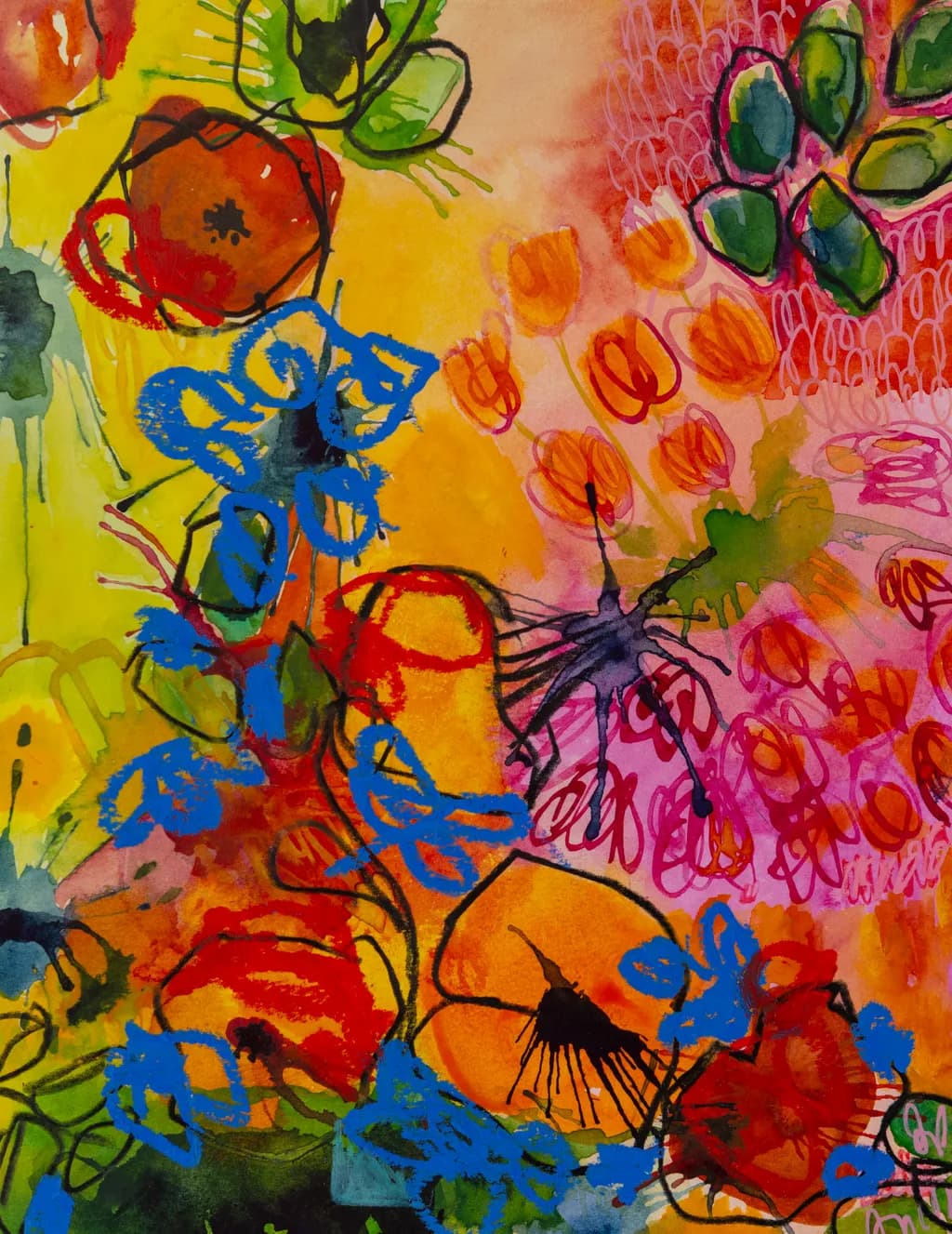 Vibrant Floral Symphony: A Kaleidoscope of Color and Emotion in Abstract Art