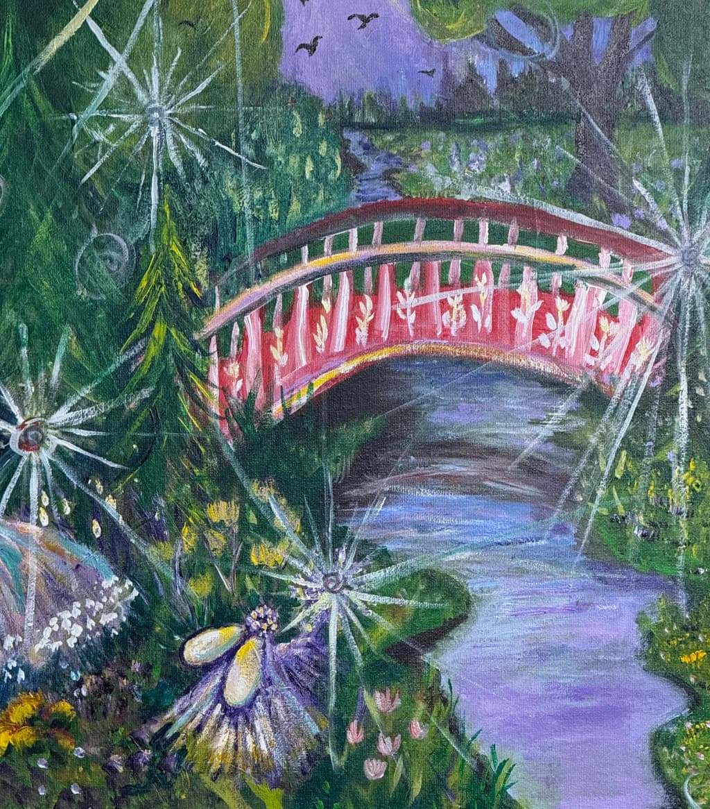 Whispers of Nature: A Serene Bridge Over Blossoming Waters