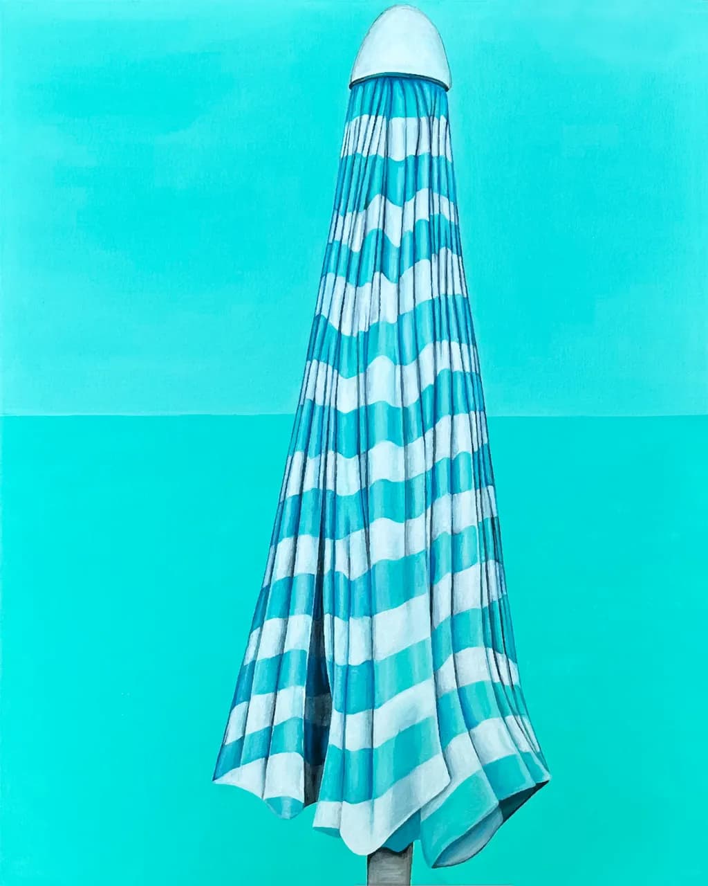 Beneath the Stripes: A Beachside Escape in Blue Hues