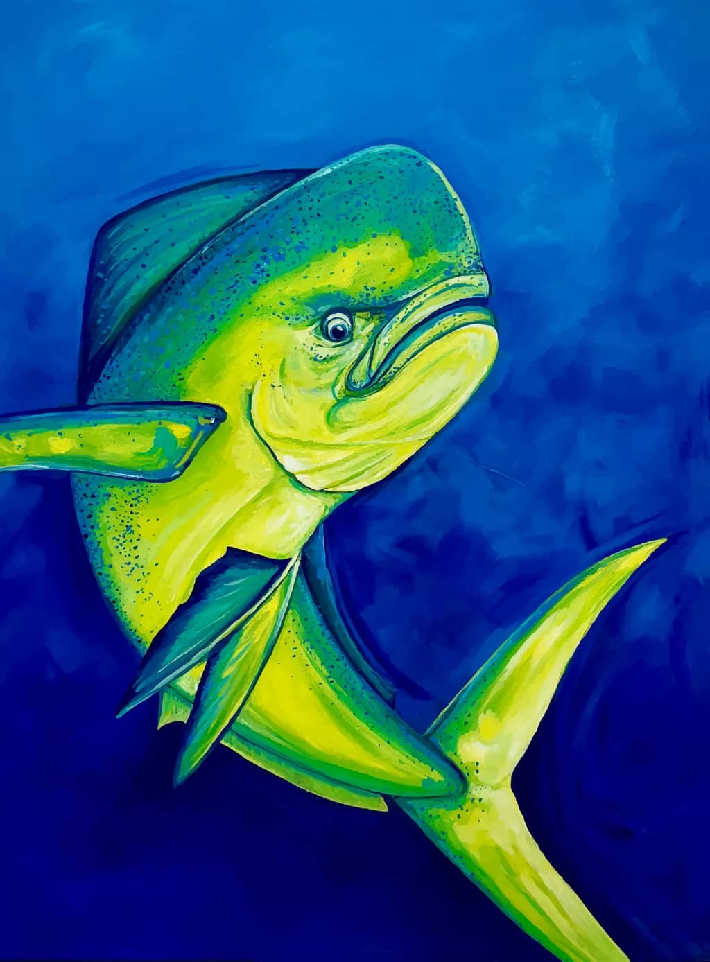 Vibrant Majesty: The Bold Dance of the Dolphin Fish in Deep Blue Waters