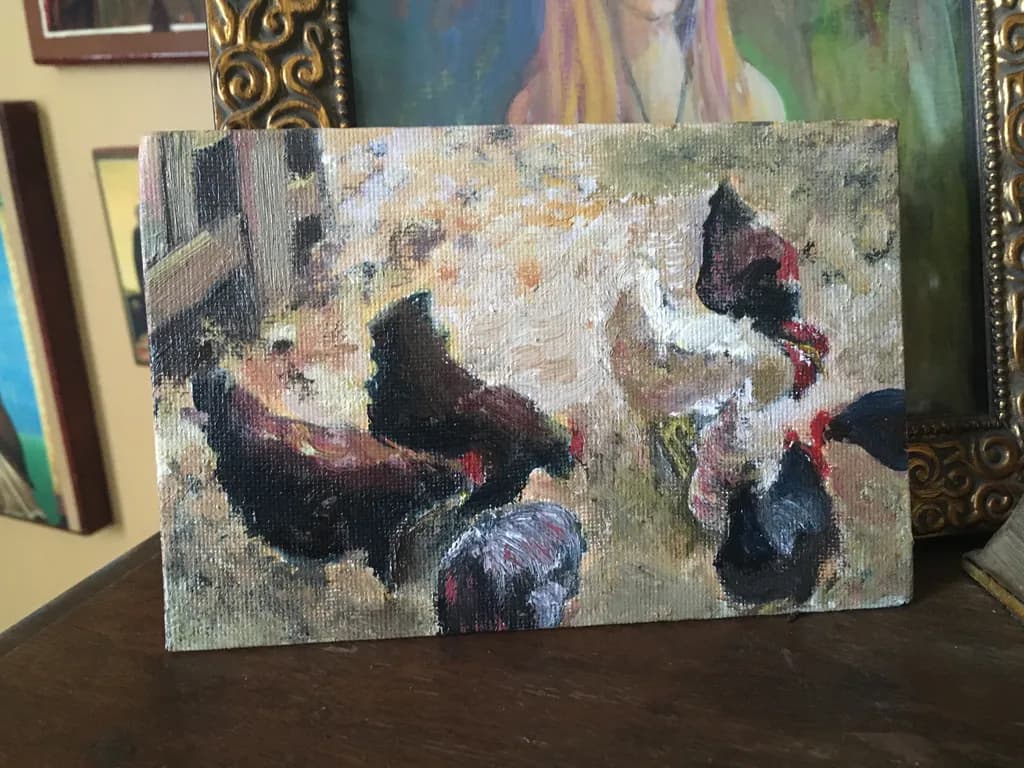 Chickens in Harmony: A Vibrant Canvas of Farm Life