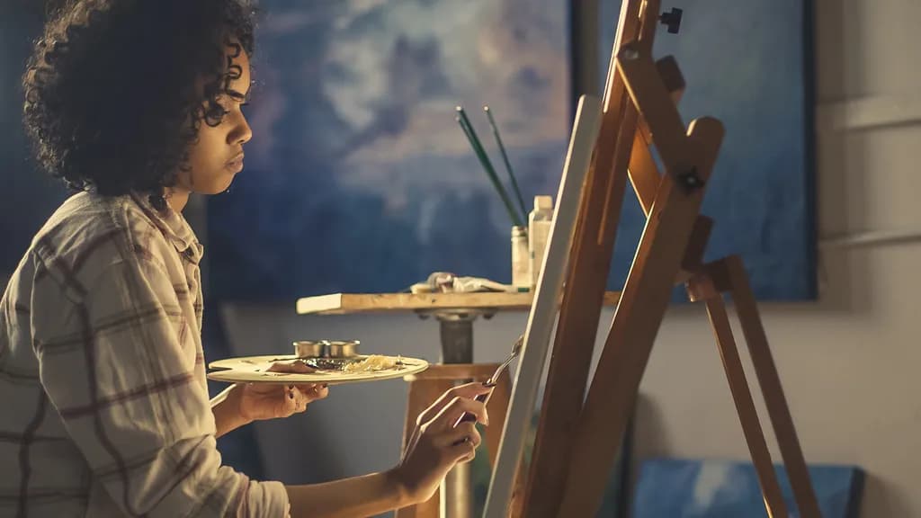 Creative Journey: An Artist's Intimate Moment in the Studio
