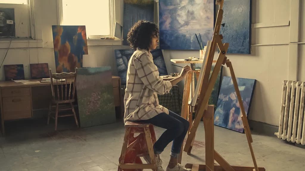 Creative Solitude: An Artist's Journey in a Vibrant Studio
