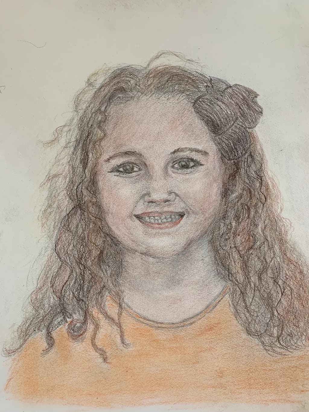 Portrait of Happiness: Curly-Haired Girl in Colorful Art