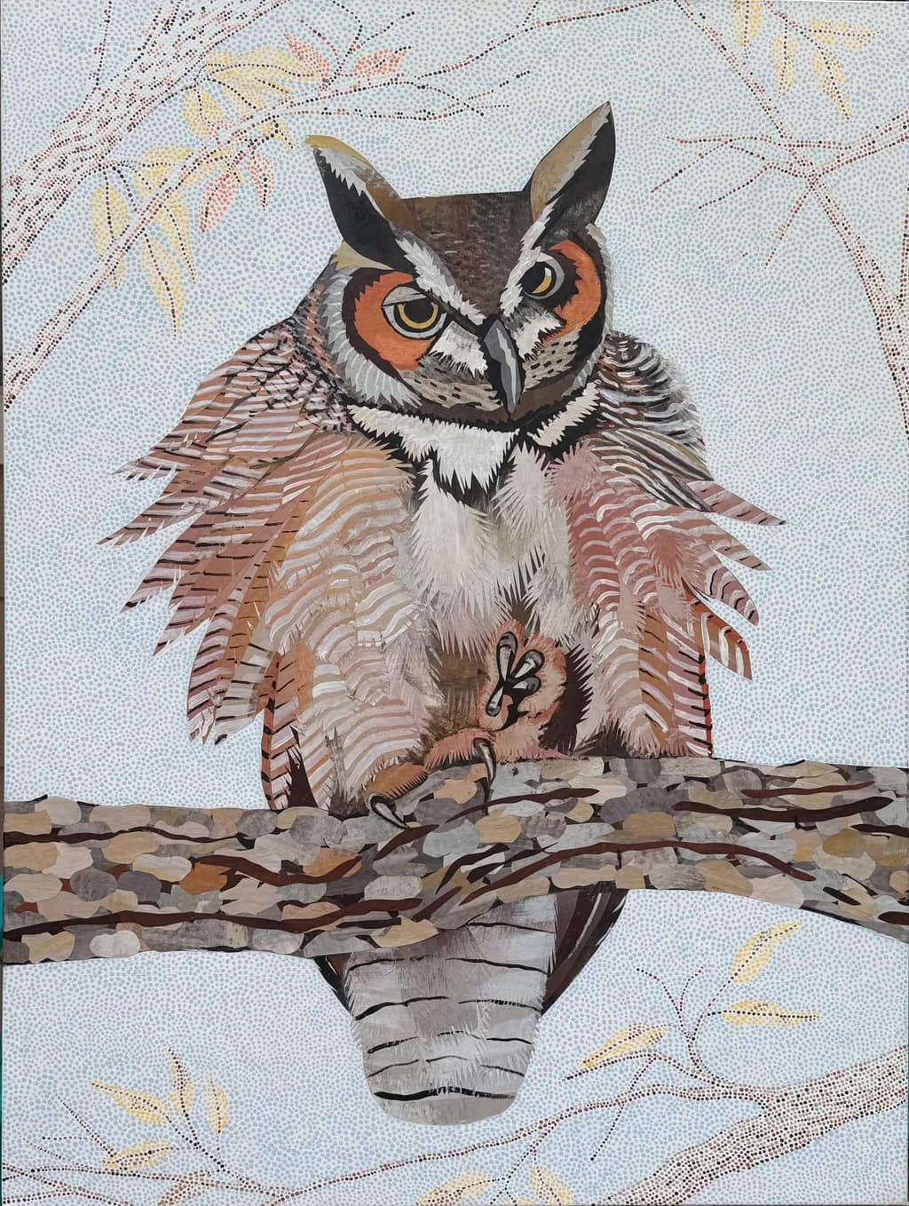 Majestic Guardian: The Great Horned Owl in Autumn Splendor