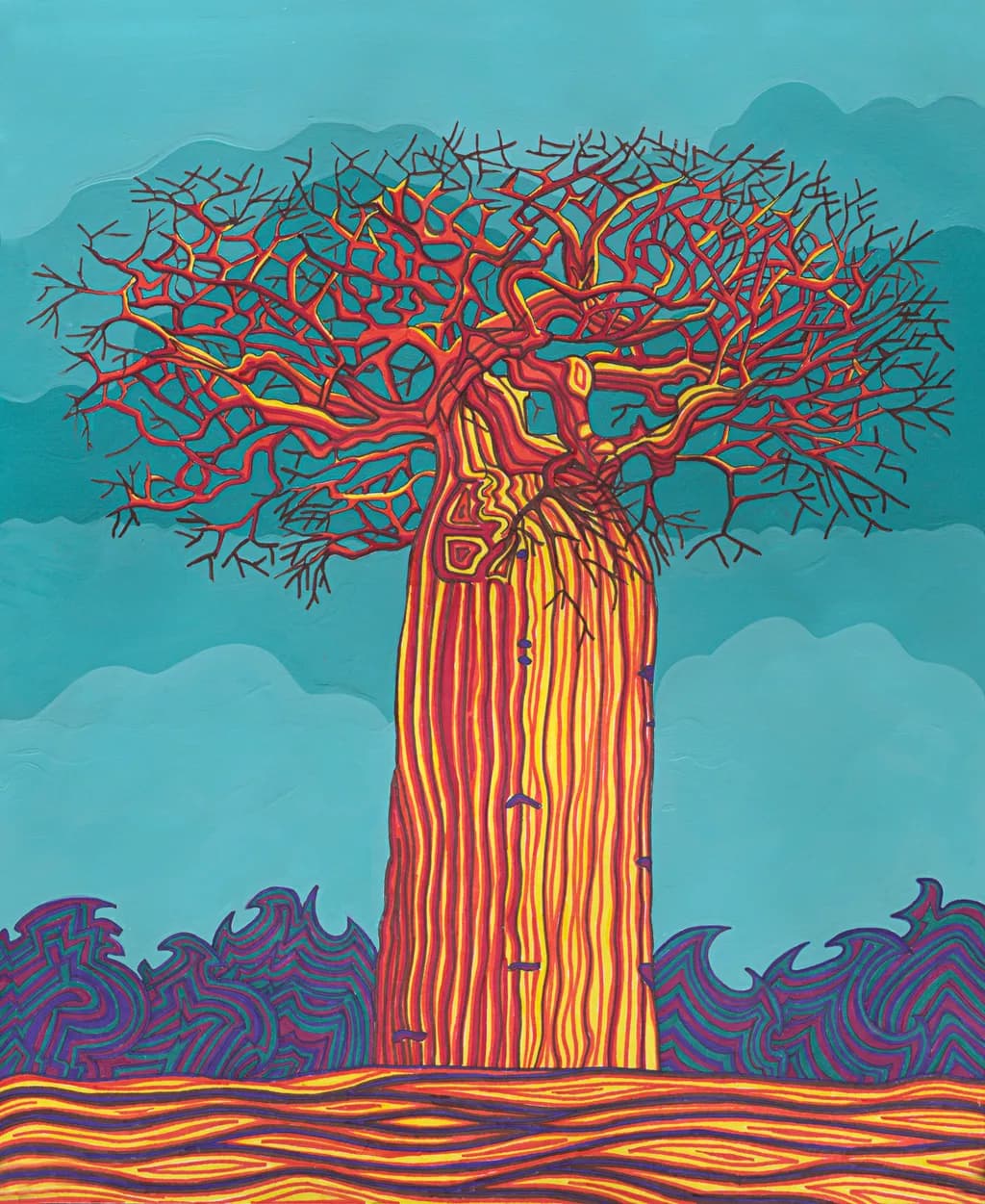 Vibrant Baobab: A Dance of Color and Nature's Majesty