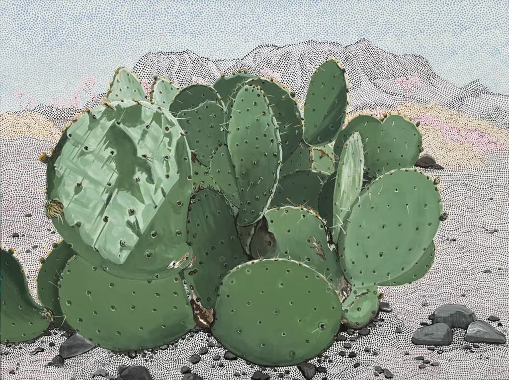 Desert Serenity: A Prickly Oasis in Vibrant Green Hues