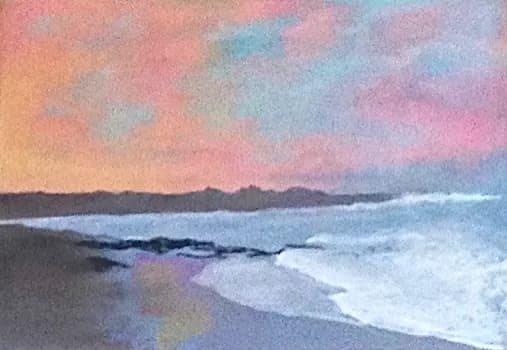 Serene Sunset Over Tranquil Waters: A Coastal Landscape Dreamscape