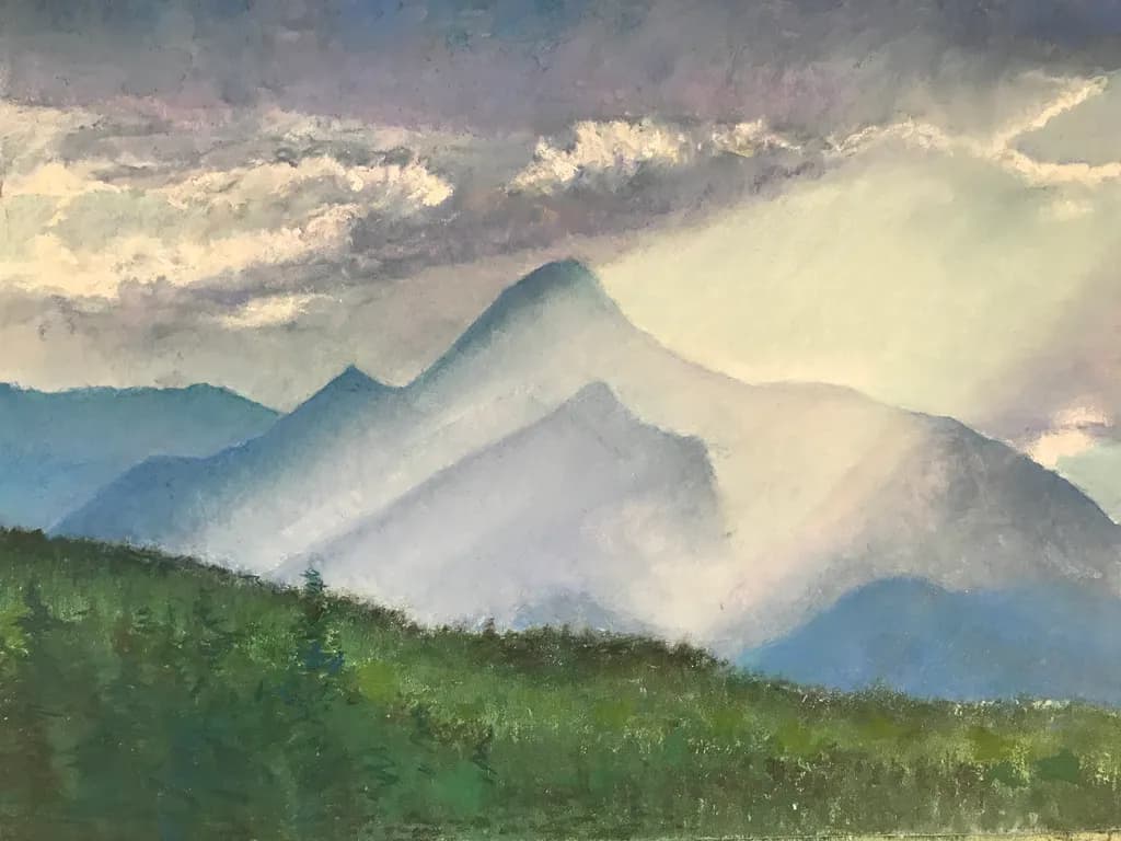 Whispers of the Mountains: A Serene Landscape in Pastel Hues