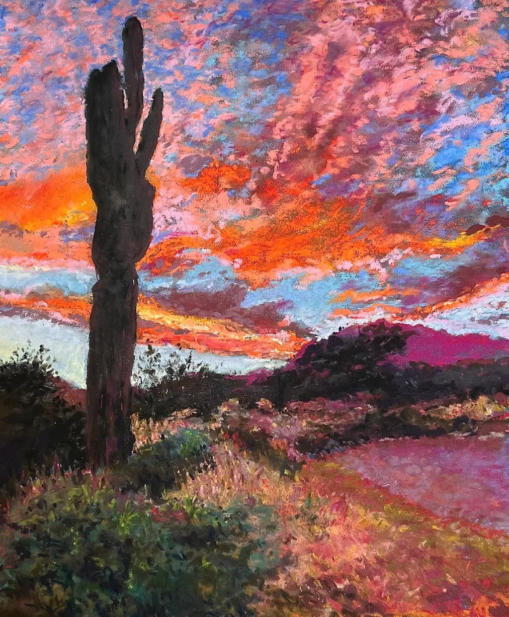 Whispers of Dusk: A Vibrant Sunset Over the Desert Landscape