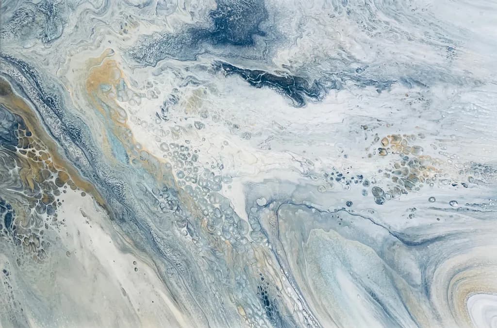 Whispers of the Ocean: A Serene Abstract Journey Through Blue and Gold Tides