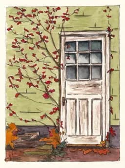 Lunenburg Door and Red Leaves