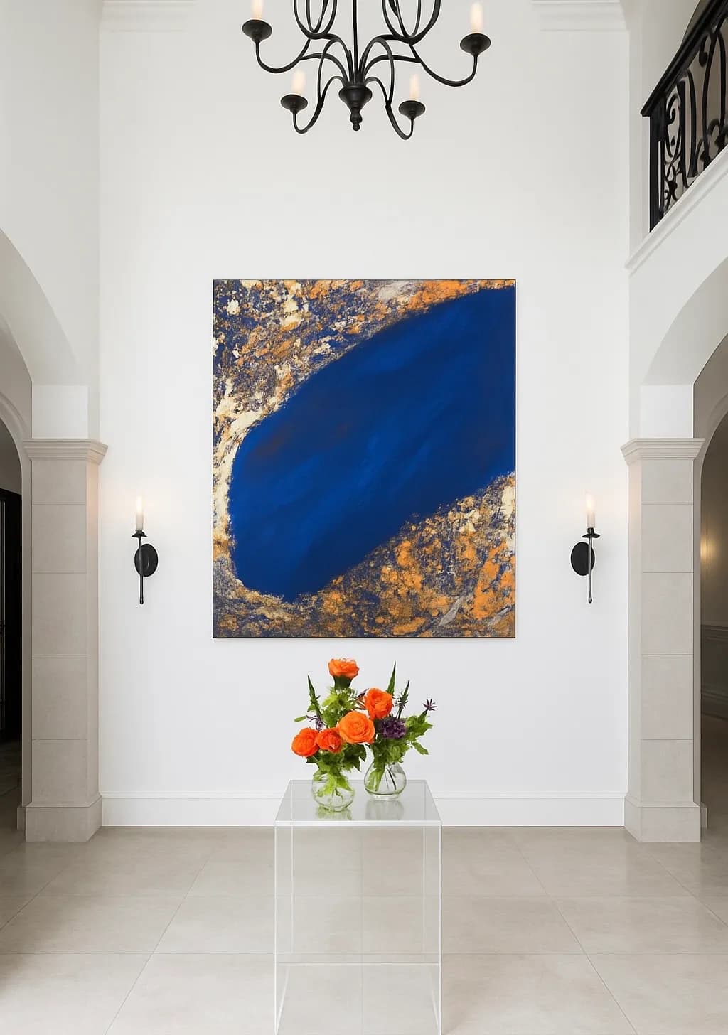 Abstract Blue and Gold Composition