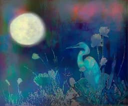 Moonlit Egret Serenity