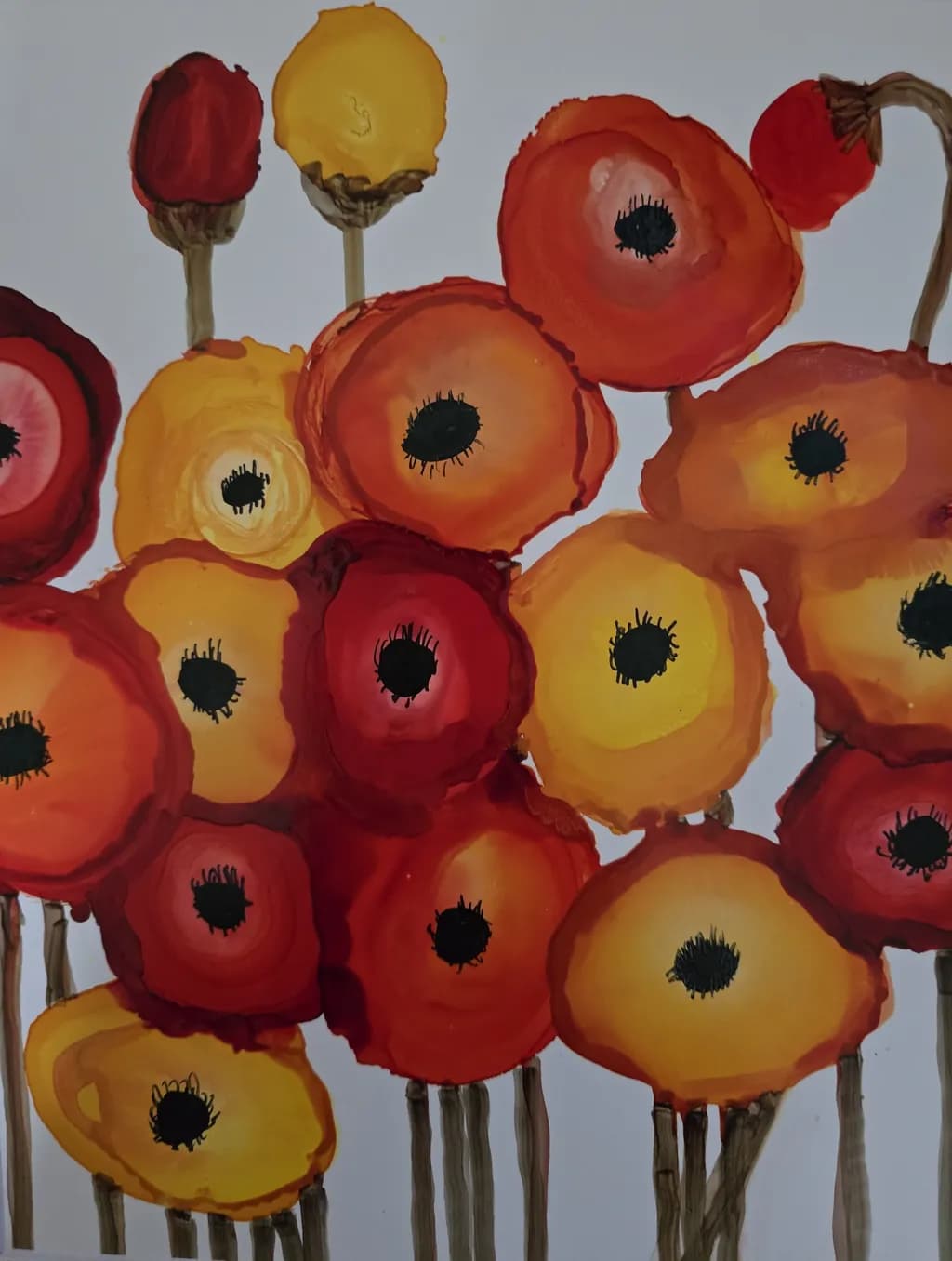Joyful Poppy Dance: Modern Flowers for Cpntemporary Art Lovers