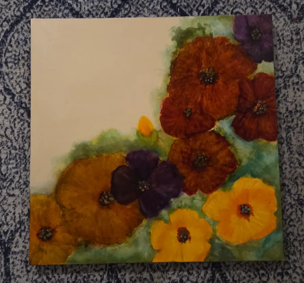 Sunlit flowers in earth tones