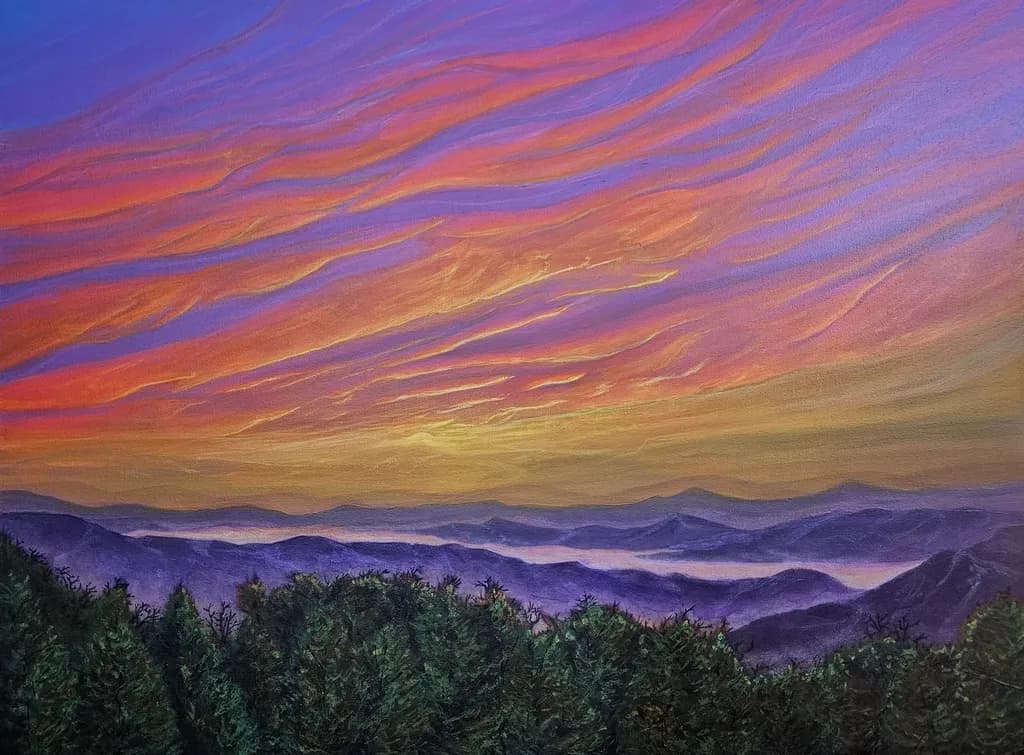 Majestic Sunset Serenade: A Vibrant Landscape of Tranquility and Color