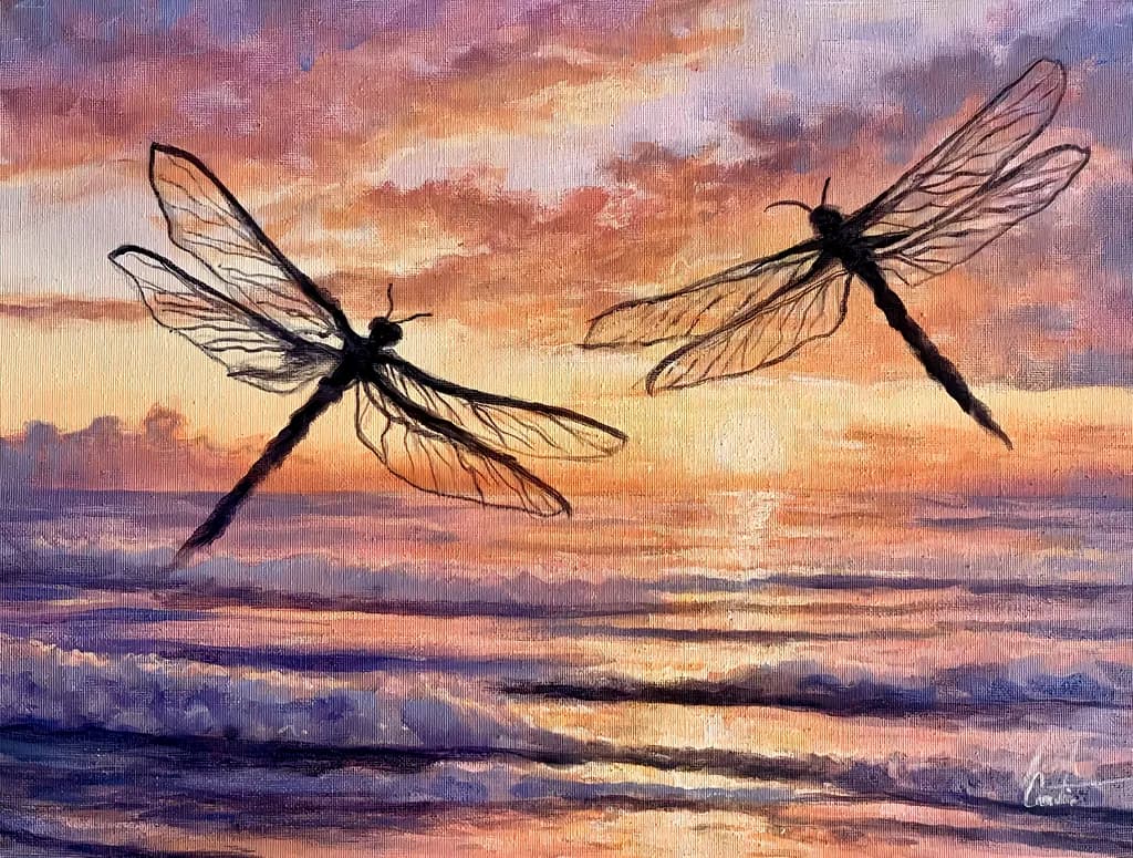 Dragonflies at Sunset