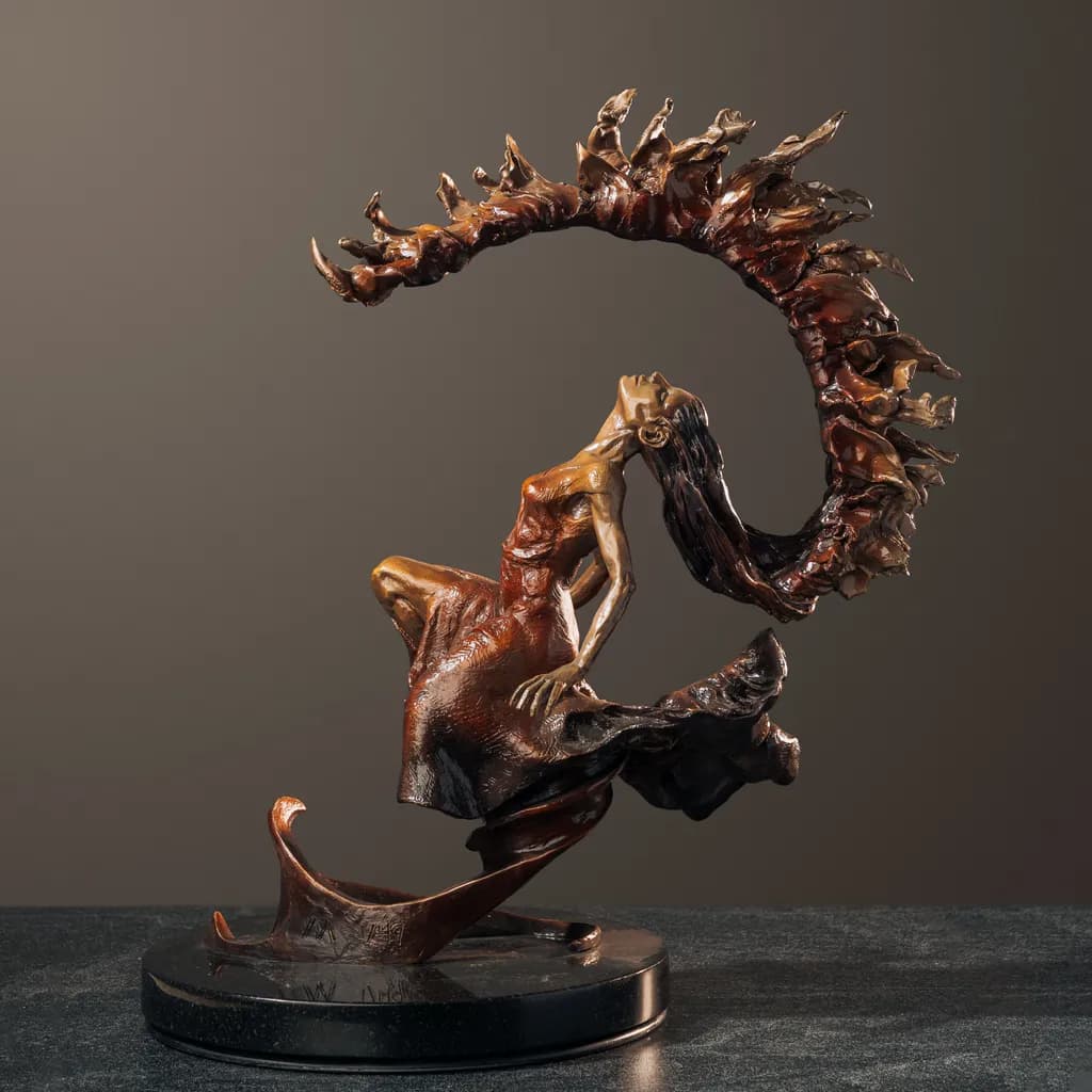 Ethereal Dance of Transformation: A Captivating Bronze Sculpture Celebrating Movement and Emotion