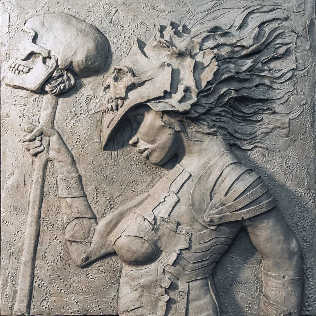 Ethereal Warrior: Embracing Life and Death in Sculpted Form