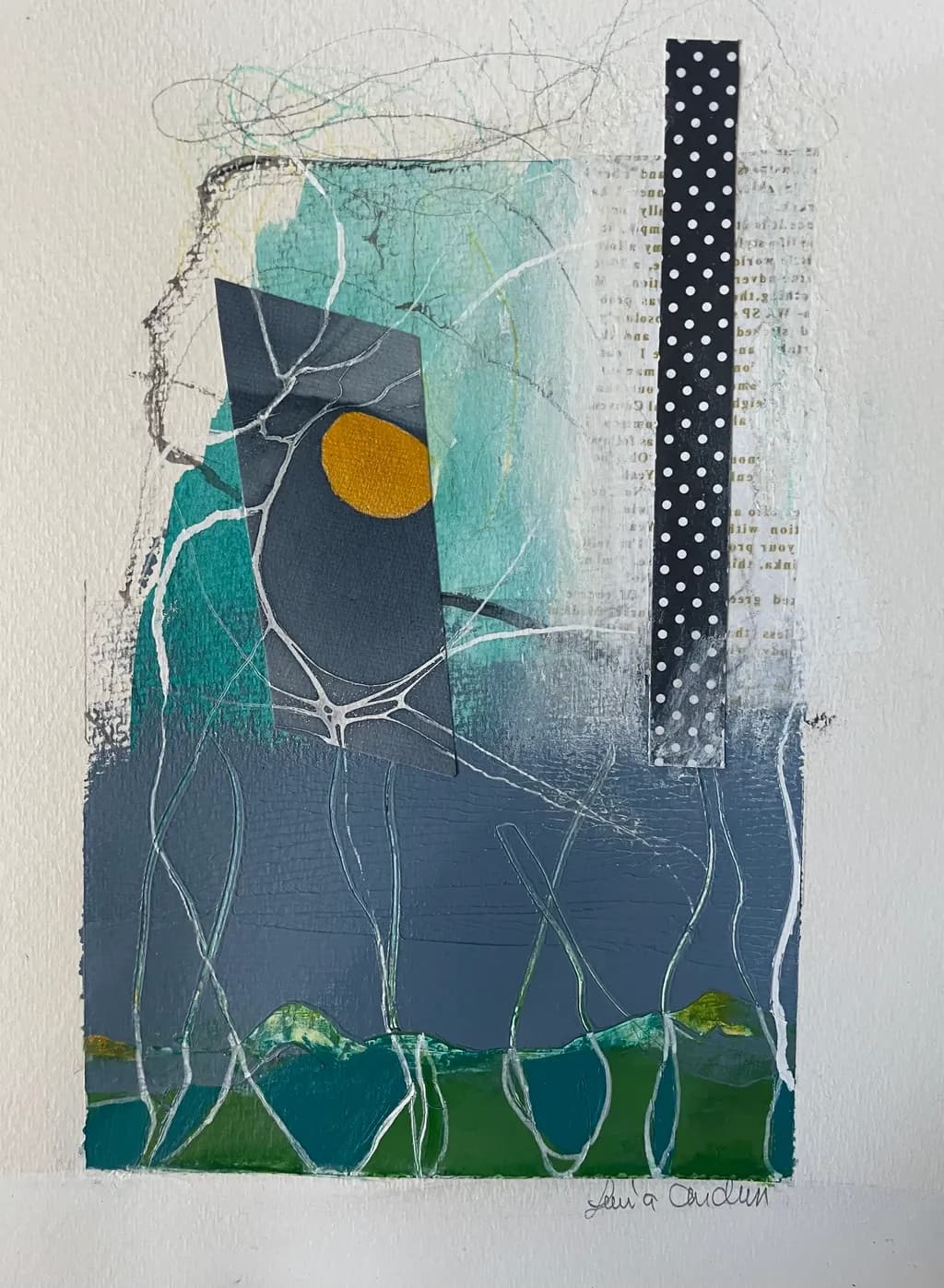 Whispers of the Moonlit Landscape: A Mixed Media Journey Through Color and Texture