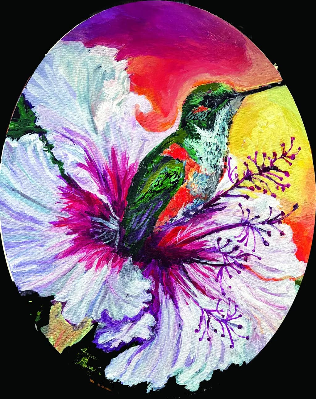 Whispers of Color: A Hummingbird's Dance Among Blossoms