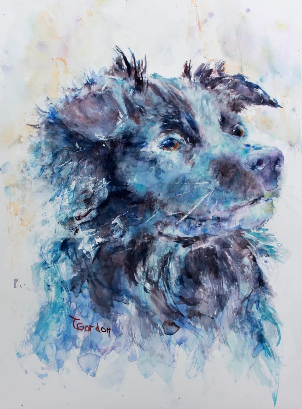 Whispers of Loyalty: A Watercolor Portrait of a Beloved Canine Companion