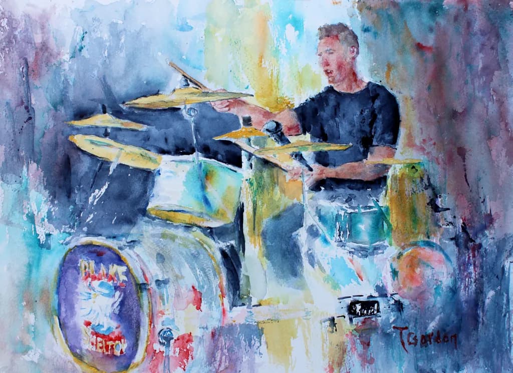 Rhythmic Vibrance: A Watercolor Tribute to the Art of Drumming