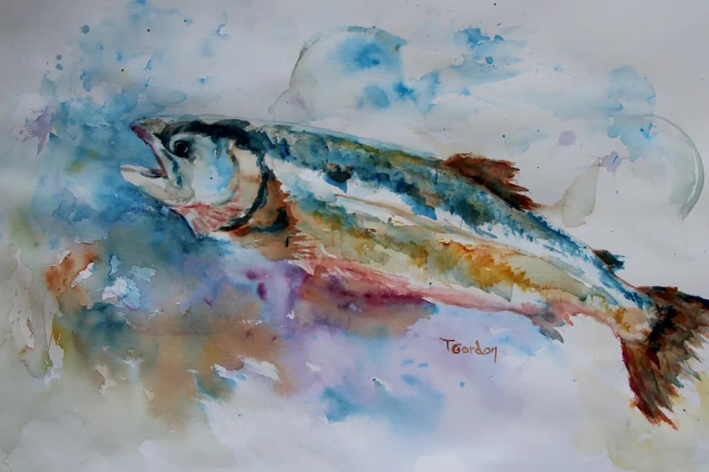 Vibrant Waters: A Colorful Watercolor Illustration of Marine Life