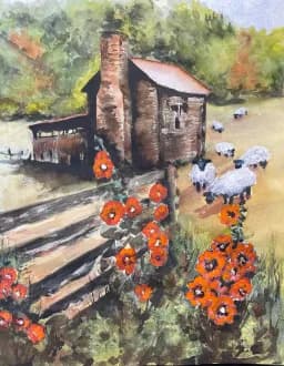Barnyard Blooms and Sheep