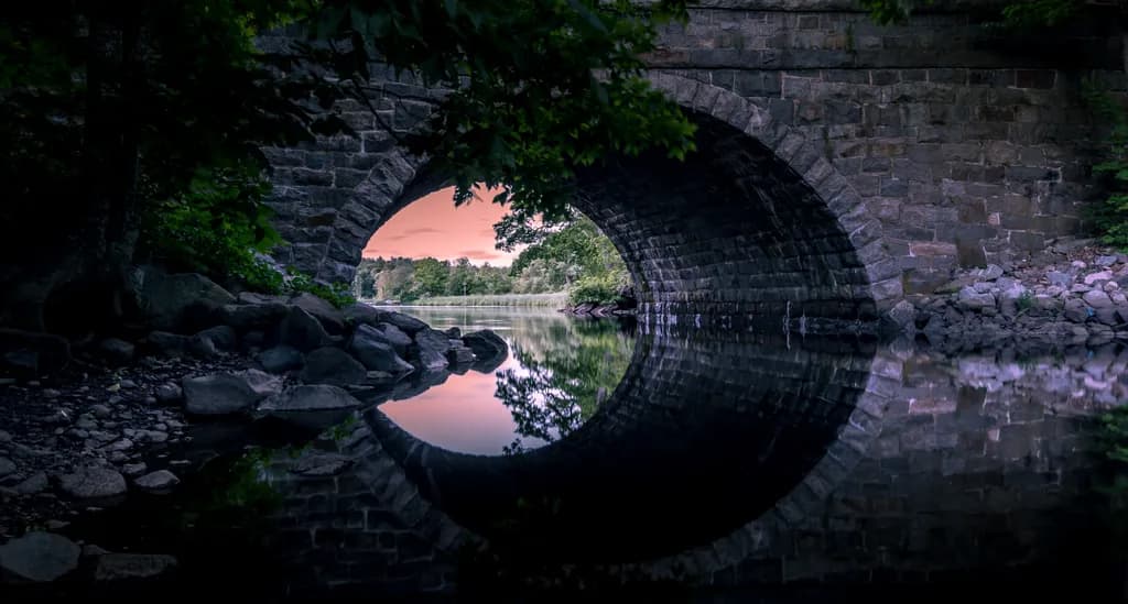 Serene Reflections: The Tranquil Bridge Over Still Waters