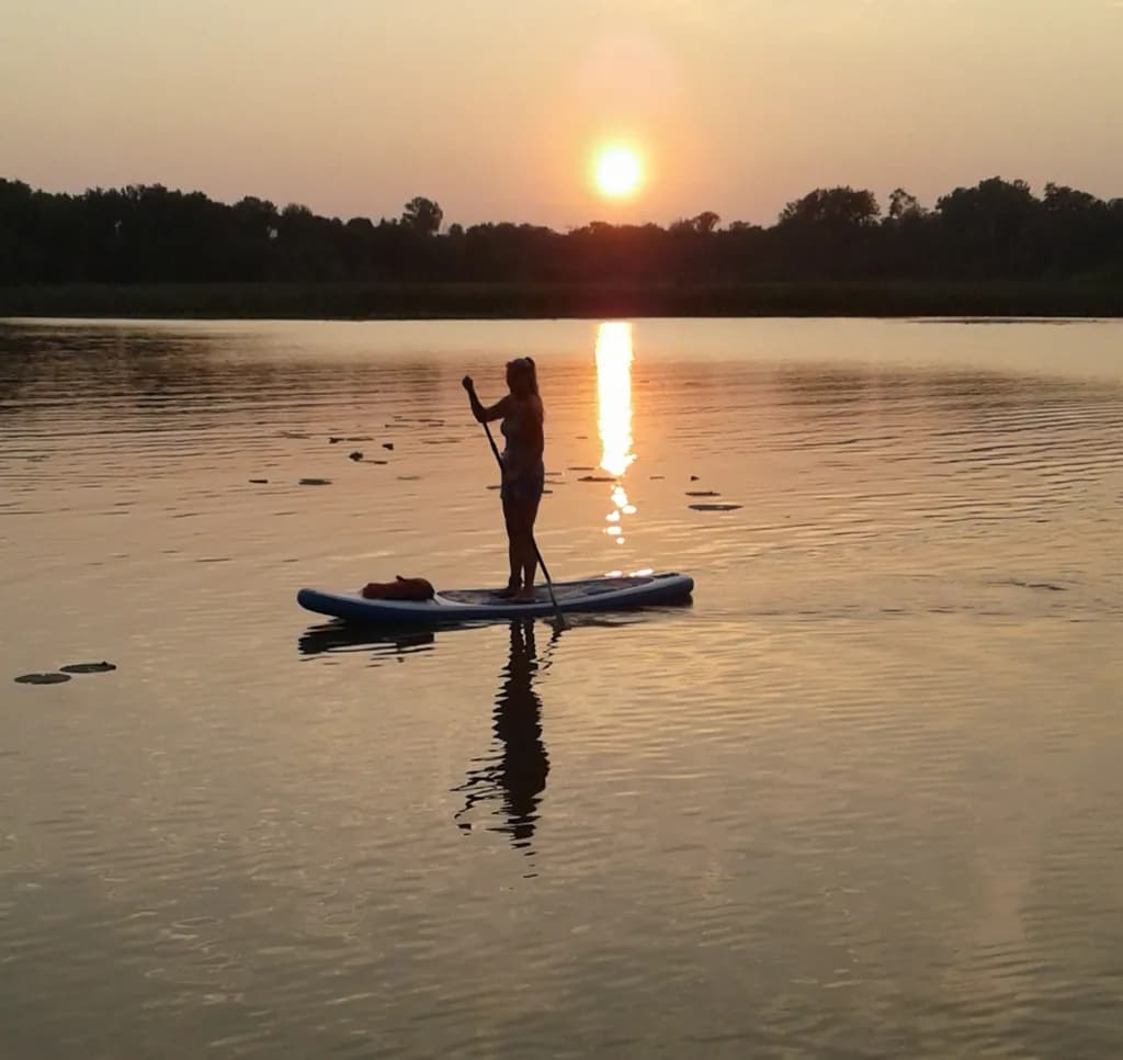 Paddle Boarder at Sunset 