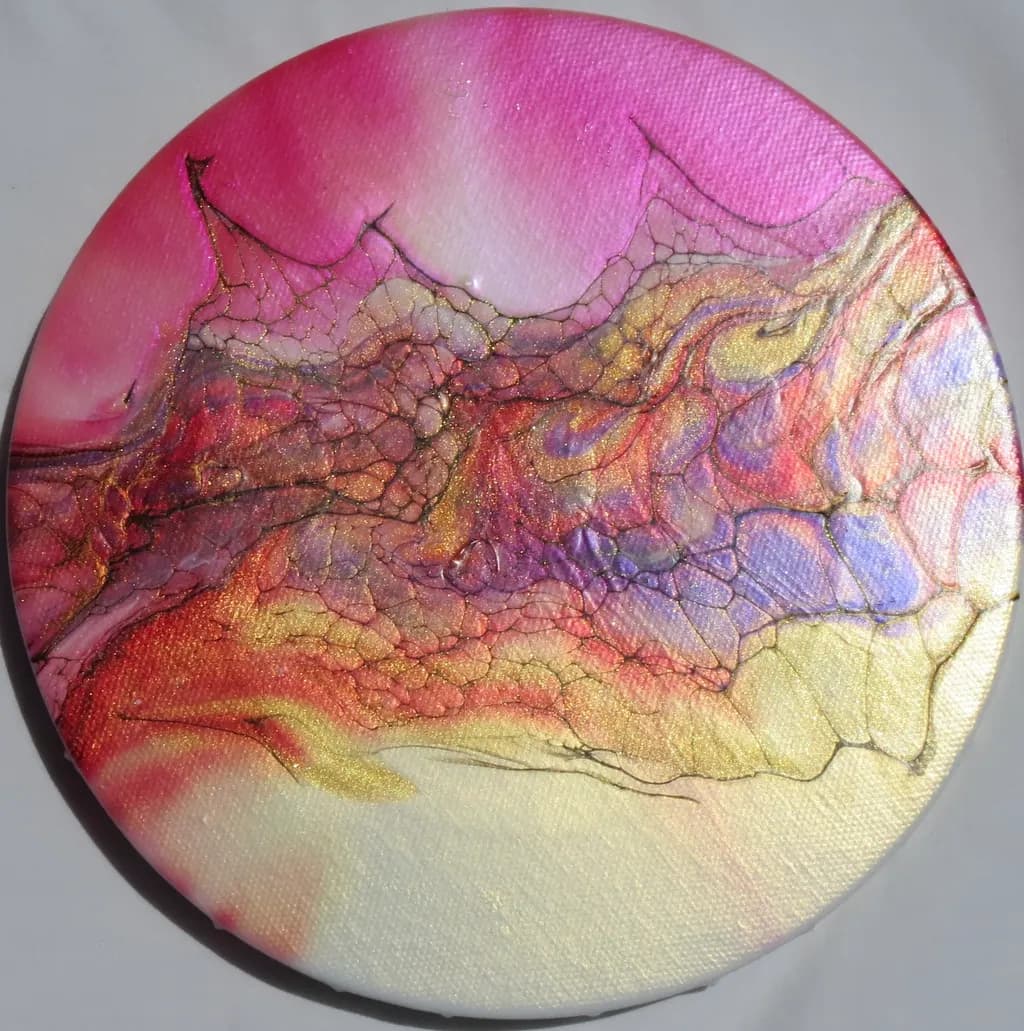 Whispers of Color: A Dreamy Dance of Pink and Gold on Canvas