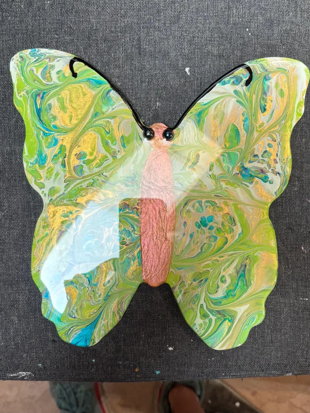 Whimsical Harmony: A Colorful Butterfly Art Piece in Fluid Acrylics