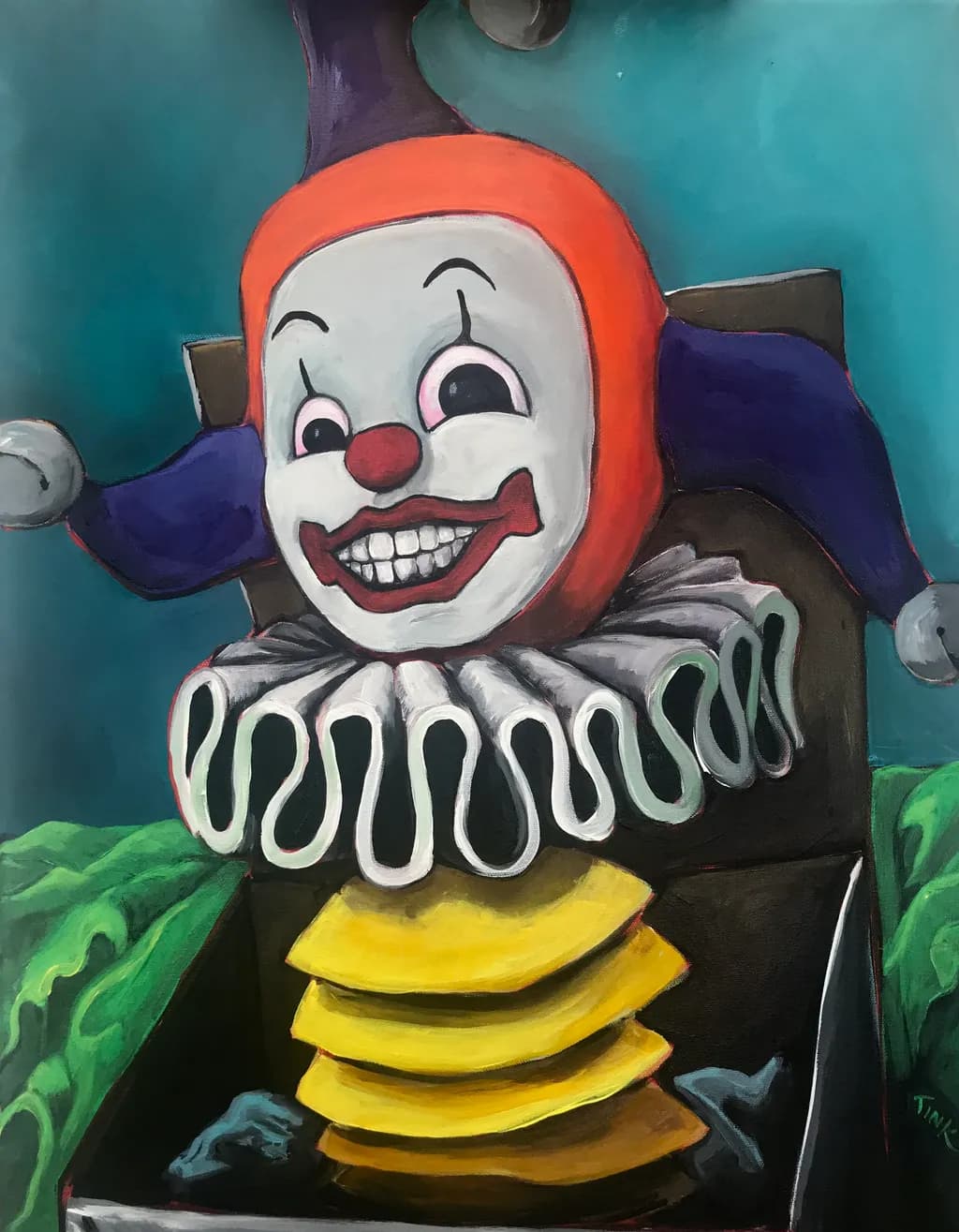Whimsical Whispers: The Playful Clown in a Colorful Box of Surprises