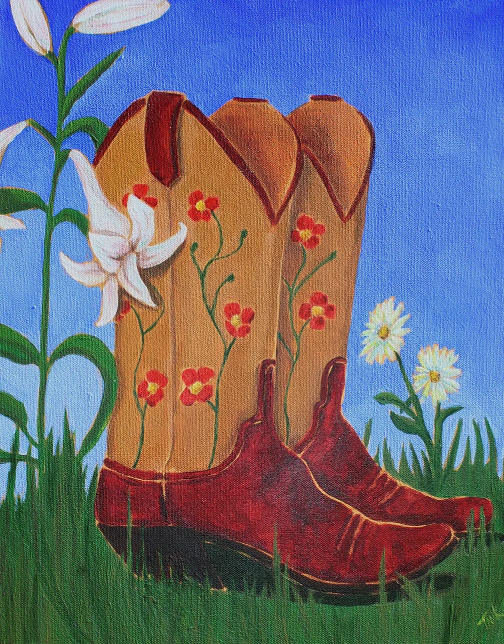 Boots, Blooms, and Blue Skies: A Whimsical Dance of Nature and Style