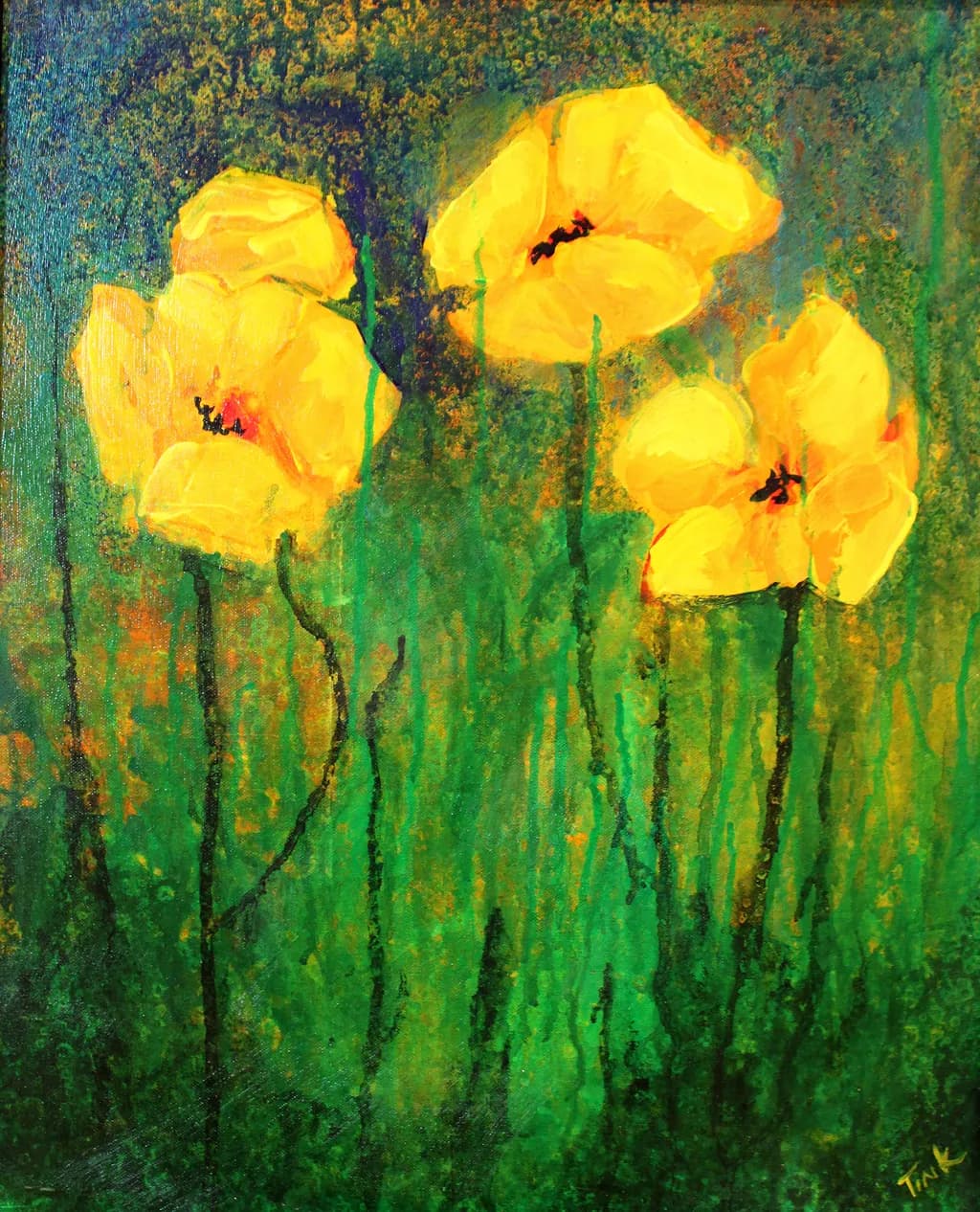 Golden Whispers: A Dance of Yellow Blooms in a Green Embrace