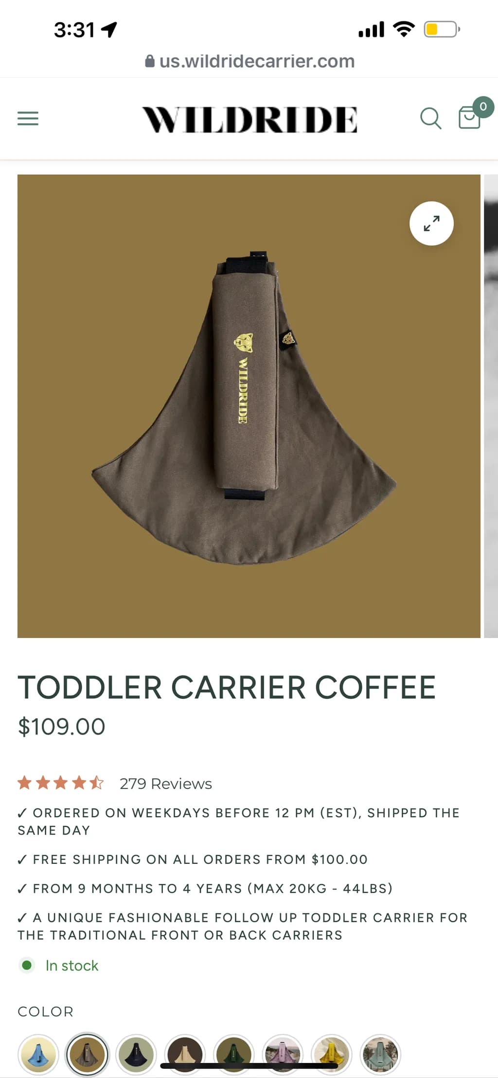 Coffee Toddler Carrier