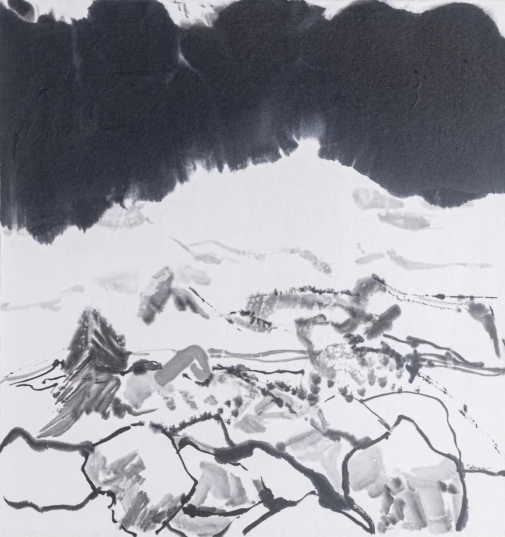"Whispers of Transition: A Sumi Ink Reflection on Arizona's Changing Landscapes"