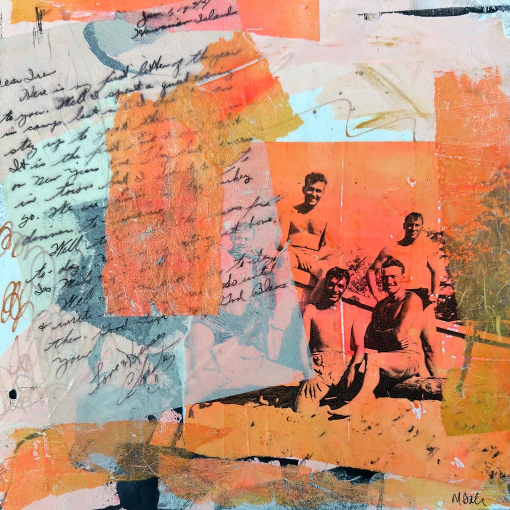 Vintage Collage: Echoes of the Past in Orange Hues