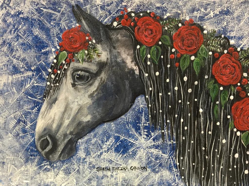Winter Unicorn with Roses