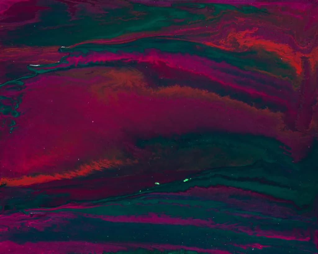 Whispers of the Cosmos: A Dance of Crimson and Emerald
