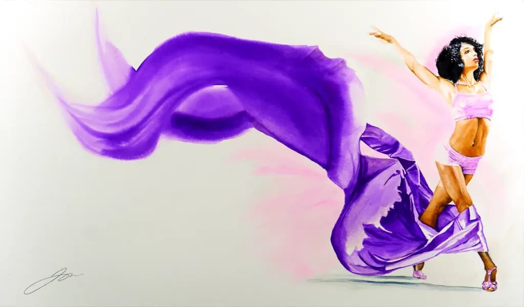 Purple Fabric in Motion