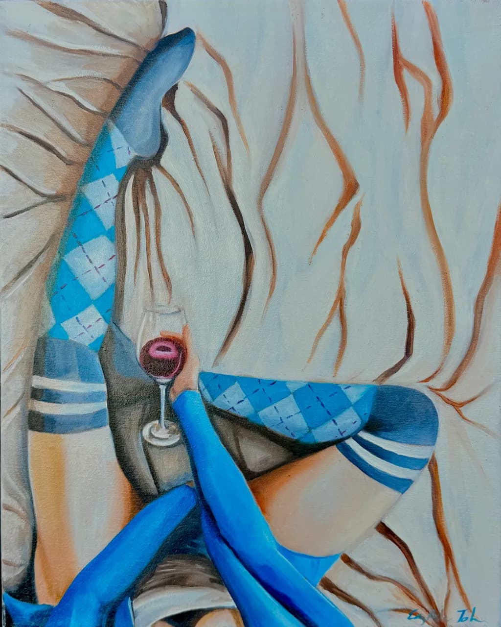 Sipping Serenity: A Cozy Moment Wrapped in Blue and Comfort