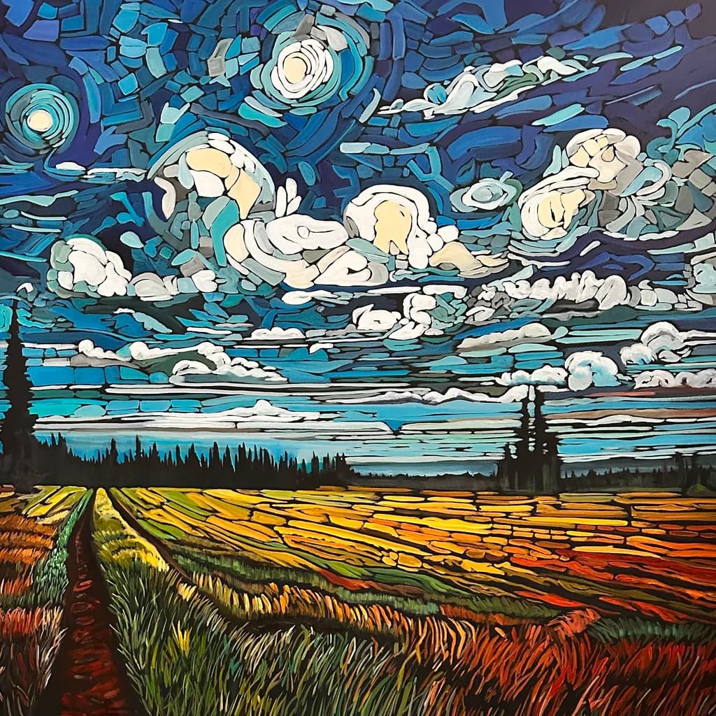 Vibrant Horizons: A Dance of Color in the Sky and Fields